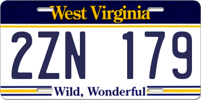 WV license plate 2ZN179