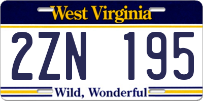 WV license plate 2ZN195