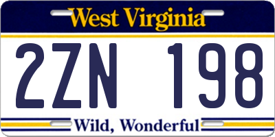 WV license plate 2ZN198