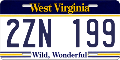 WV license plate 2ZN199