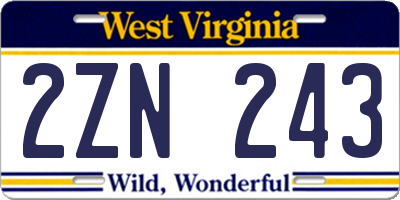 WV license plate 2ZN243