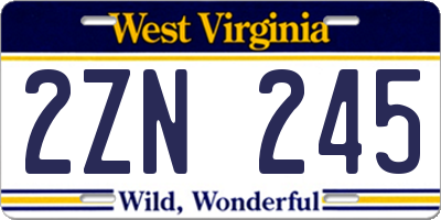 WV license plate 2ZN245