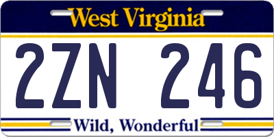 WV license plate 2ZN246