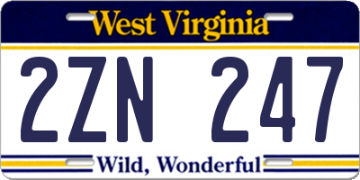 WV license plate 2ZN247