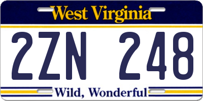 WV license plate 2ZN248