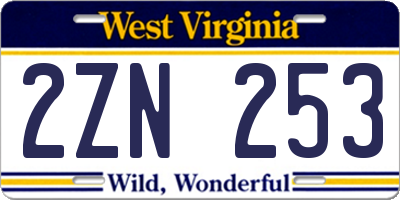 WV license plate 2ZN253