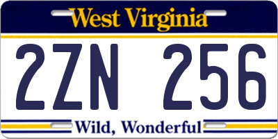 WV license plate 2ZN256