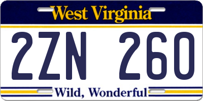 WV license plate 2ZN260