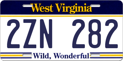 WV license plate 2ZN282