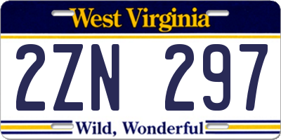 WV license plate 2ZN297
