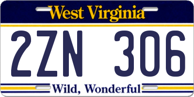 WV license plate 2ZN306