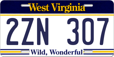 WV license plate 2ZN307