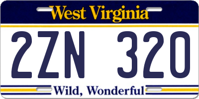 WV license plate 2ZN320