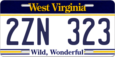 WV license plate 2ZN323