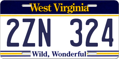 WV license plate 2ZN324