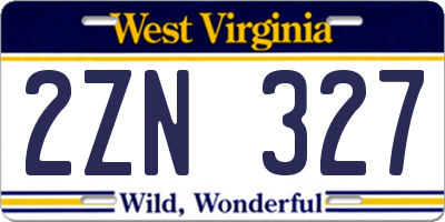 WV license plate 2ZN327