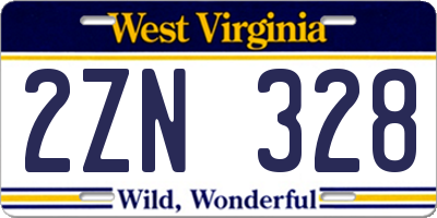 WV license plate 2ZN328