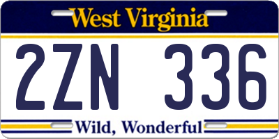 WV license plate 2ZN336