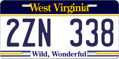 WV license plate 2ZN338