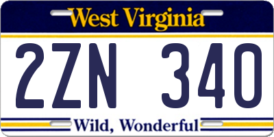 WV license plate 2ZN340