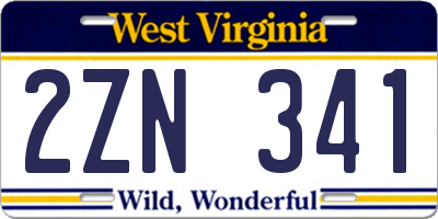 WV license plate 2ZN341