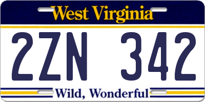 WV license plate 2ZN342