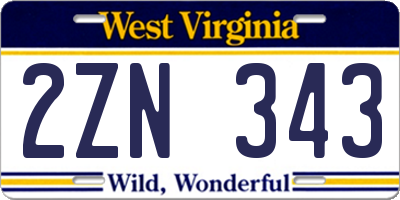 WV license plate 2ZN343