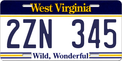 WV license plate 2ZN345