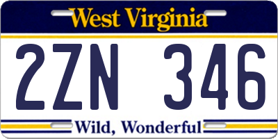 WV license plate 2ZN346