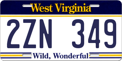 WV license plate 2ZN349