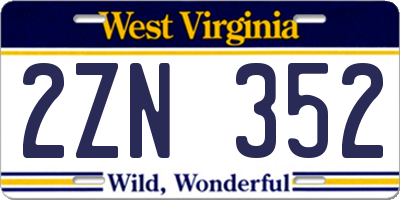 WV license plate 2ZN352