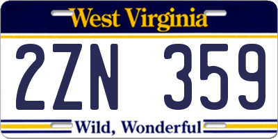 WV license plate 2ZN359