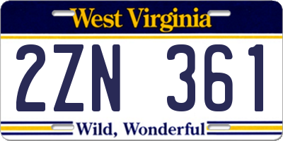 WV license plate 2ZN361