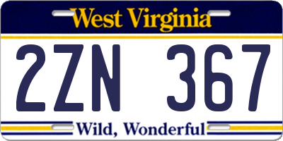 WV license plate 2ZN367
