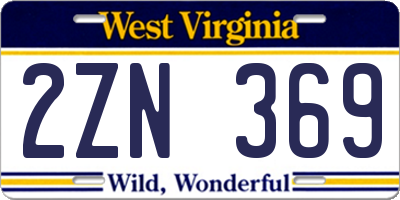 WV license plate 2ZN369