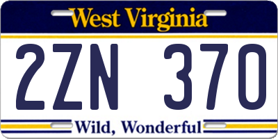 WV license plate 2ZN370