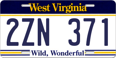WV license plate 2ZN371