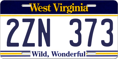 WV license plate 2ZN373