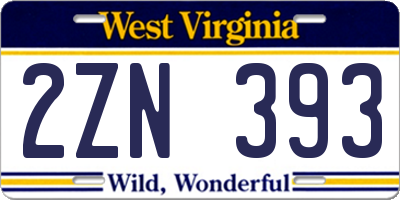 WV license plate 2ZN393