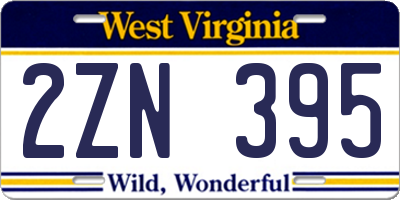WV license plate 2ZN395