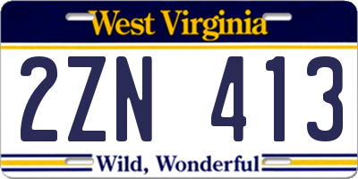 WV license plate 2ZN413