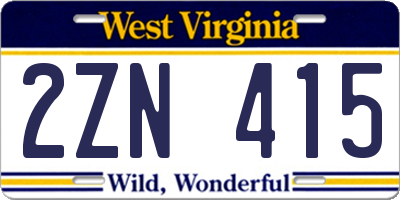 WV license plate 2ZN415