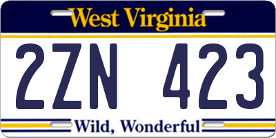 WV license plate 2ZN423