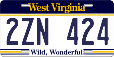 WV license plate 2ZN424