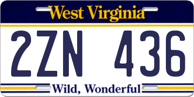 WV license plate 2ZN436