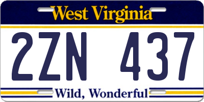 WV license plate 2ZN437