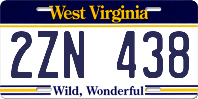 WV license plate 2ZN438