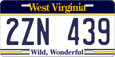 WV license plate 2ZN439