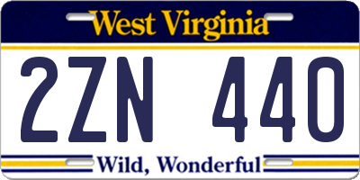 WV license plate 2ZN440