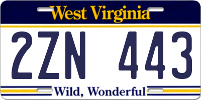 WV license plate 2ZN443